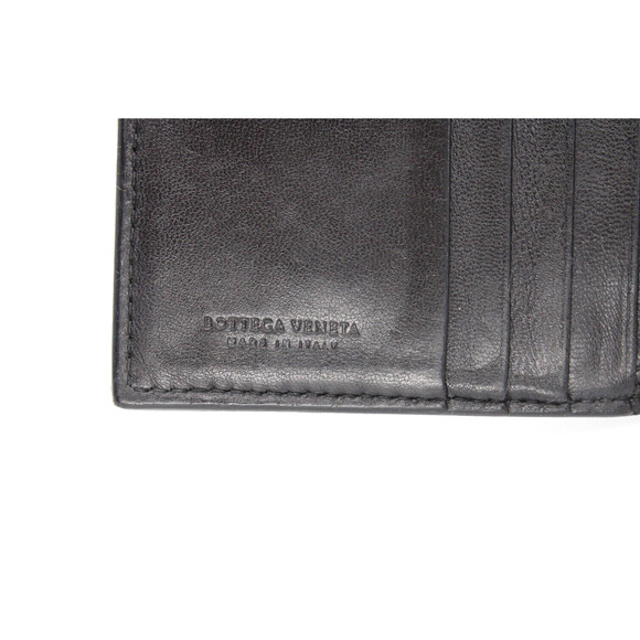 D0 Authentic BOTTEGA VENETA Intrecciato Black Bifold Leather Coin Pouch Wallet - Picture 4 of 9